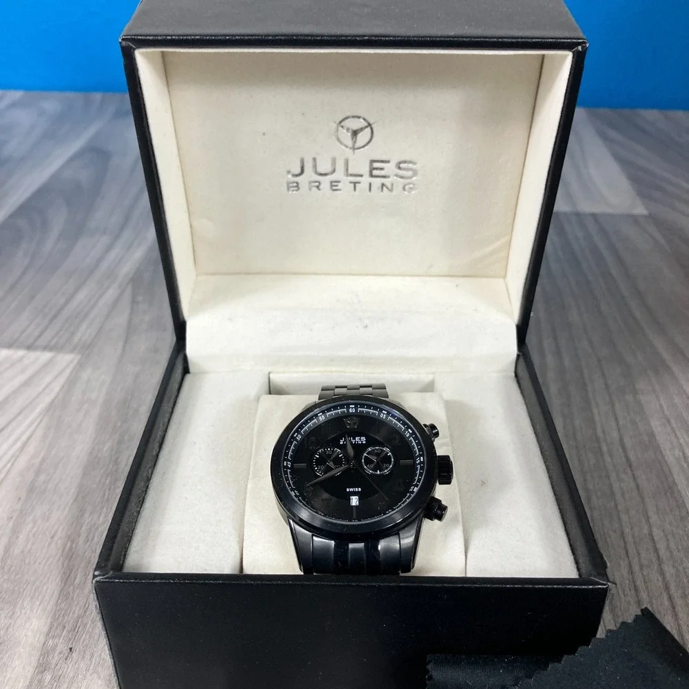 Jules Breting Geidi Prime Ion Plated Black Swiss‎ Chronograph Quartz 46 mm